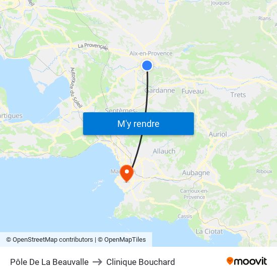 Pôle De La Beauvalle to Clinique Bouchard map