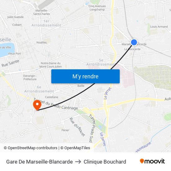 Gare De Marseille-Blancarde to Clinique Bouchard map