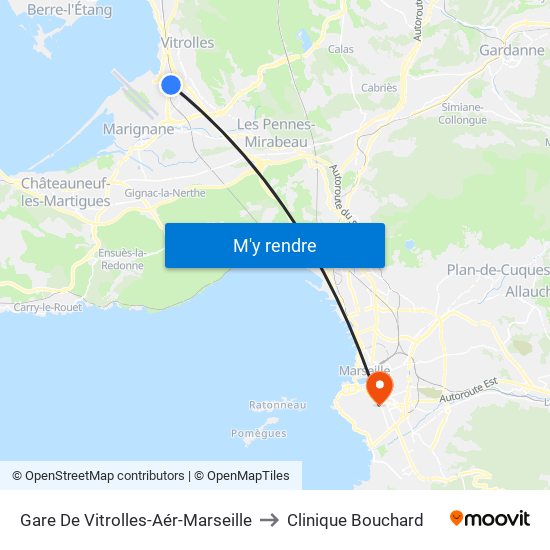 Gare De Vitrolles-Aér-Marseille to Clinique Bouchard map