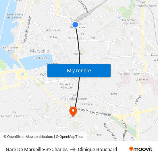 Gare De Marseille-St-Charles to Clinique Bouchard map
