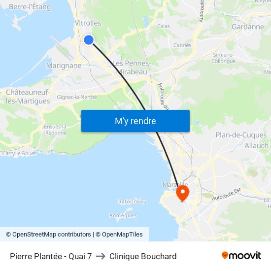 Pierre Plantée - Quai 7 to Clinique Bouchard map