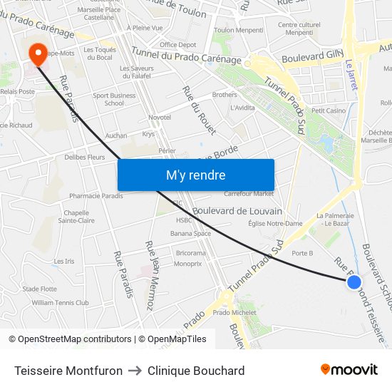 Teisseire Montfuron to Clinique Bouchard map