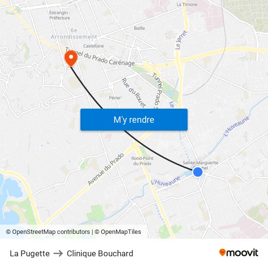 La Pugette to Clinique Bouchard map