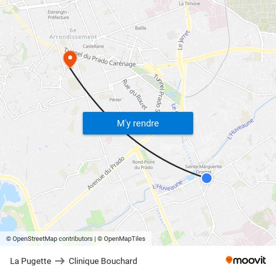 La Pugette to Clinique Bouchard map