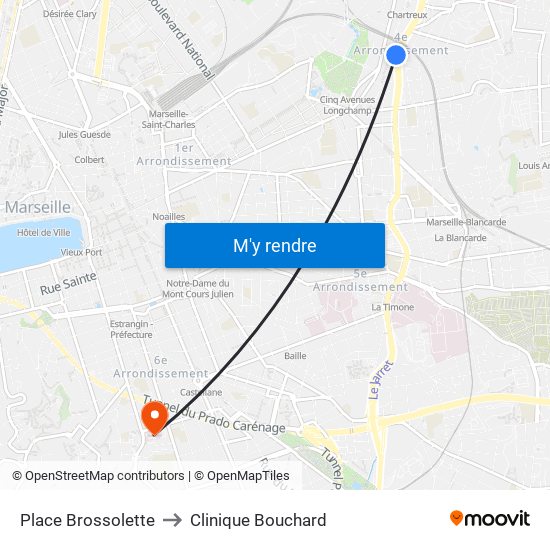 Place Brossolette to Clinique Bouchard map