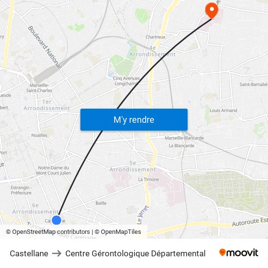 Castellane to Centre Gérontologique Départemental map