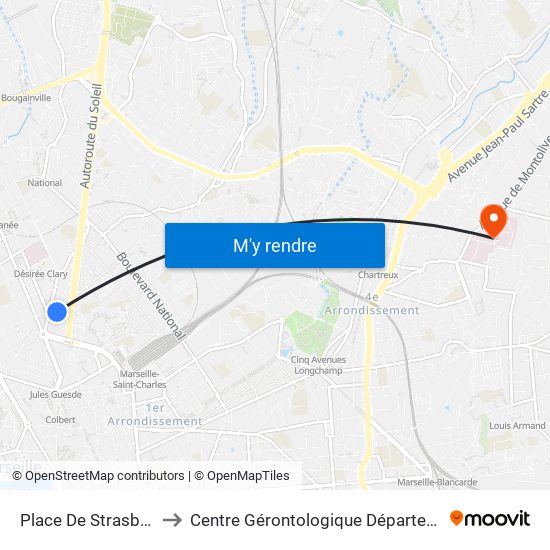 Place De Strasbourg to Centre Gérontologique Départemental map
