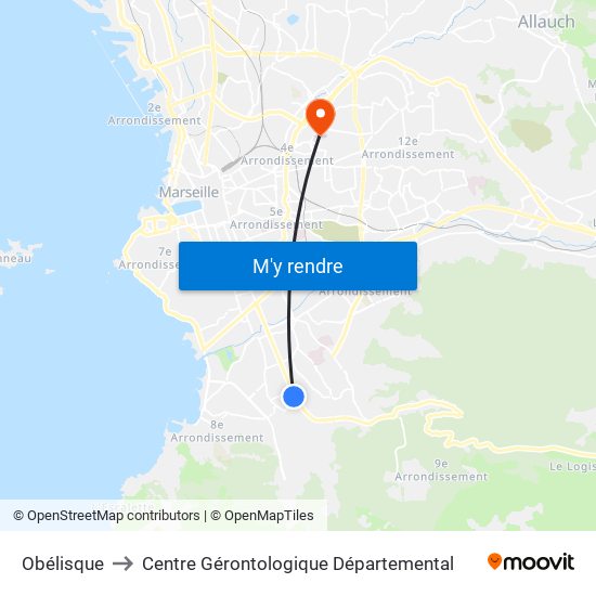 Obélisque to Centre Gérontologique Départemental map
