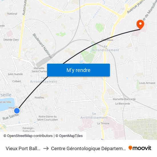 Vieux Port Ballard to Centre Gérontologique Départemental map