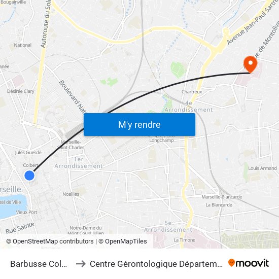 Barbusse Colbert to Centre Gérontologique Départemental map