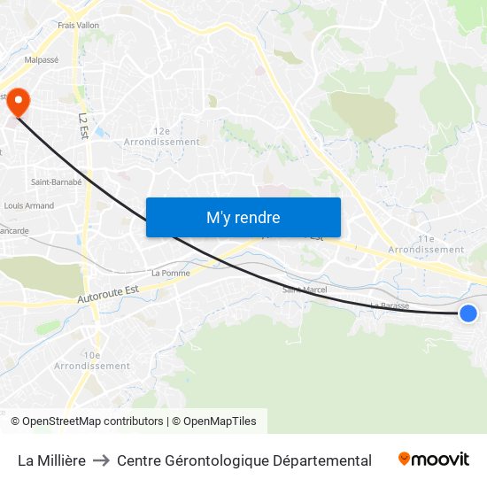 La Millière to Centre Gérontologique Départemental map