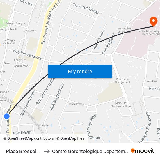 Place Brossolette to Centre Gérontologique Départemental map