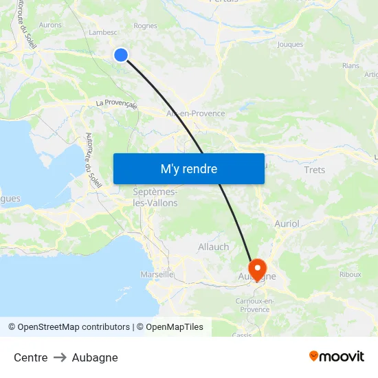 Centre to Aubagne map