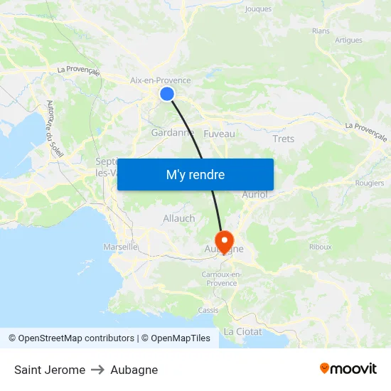 Saint Jerome to Aubagne map