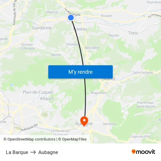 La Barque to Aubagne map