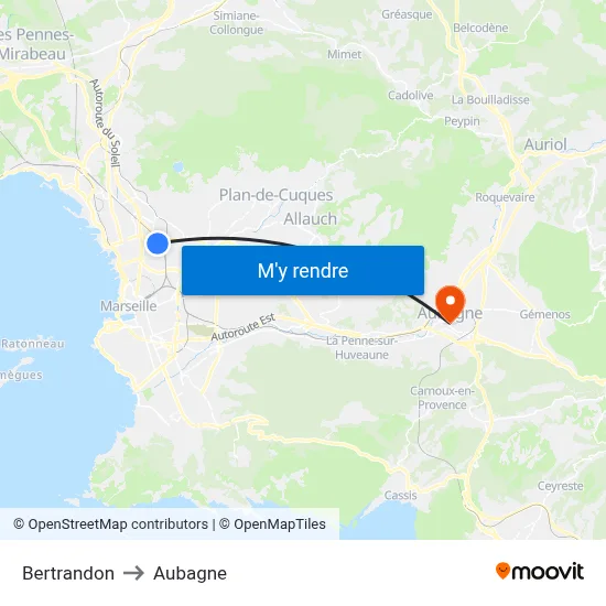 Bertrandon to Aubagne map