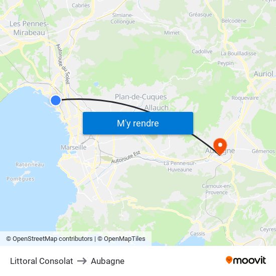 Littoral Consolat to Aubagne map