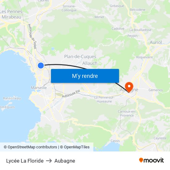 Lycée La Floride to Aubagne map