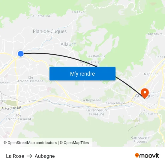 La Rose to Aubagne map