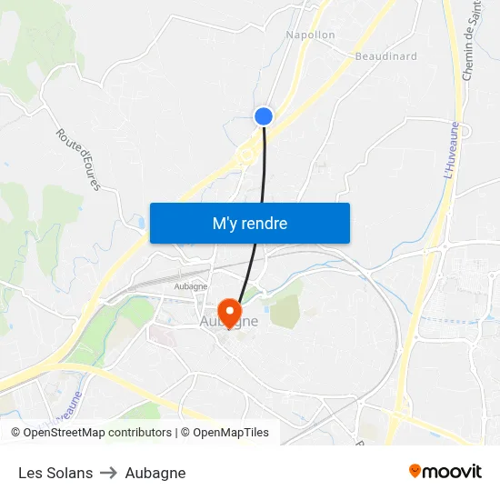 Les Solans to Aubagne map
