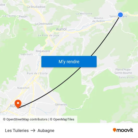 Les Tuileries to Aubagne map