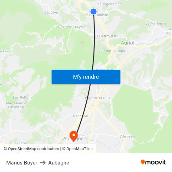 Marius Boyer to Aubagne map