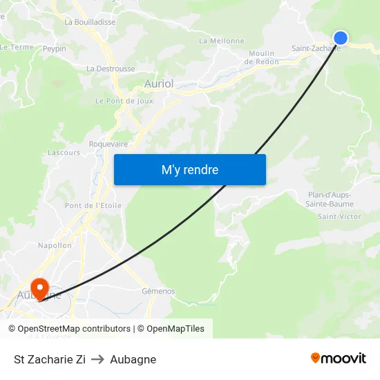 St Zacharie Zi to Aubagne map