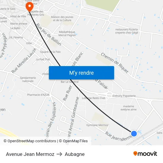 Avenue Jean Mermoz to Aubagne map
