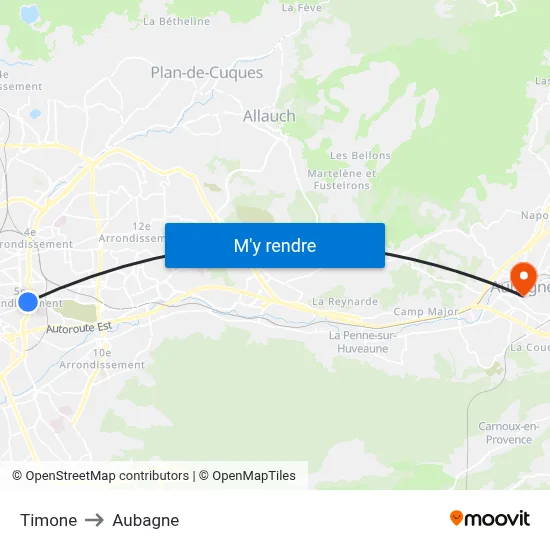 Timone to Aubagne map