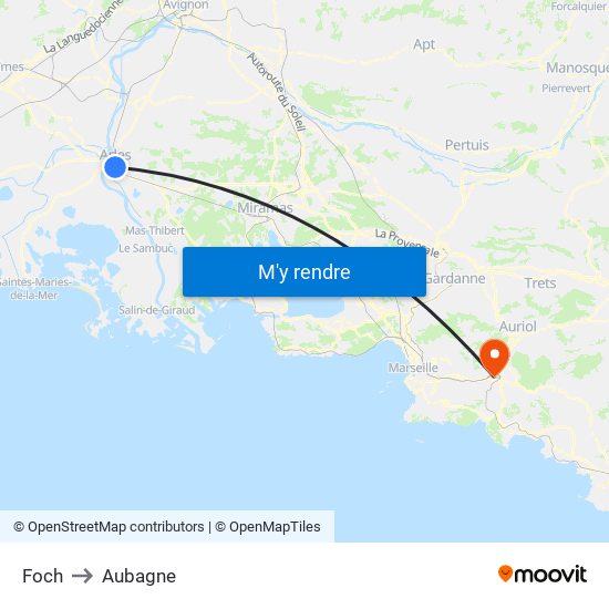 Foch to Aubagne map