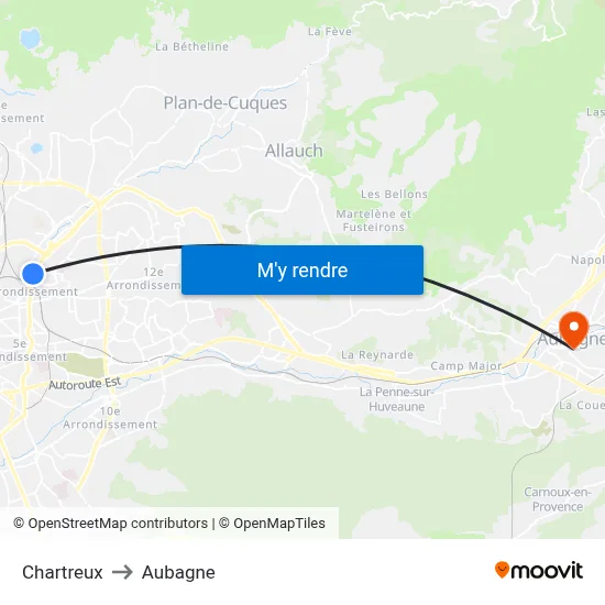 Chartreux to Aubagne map