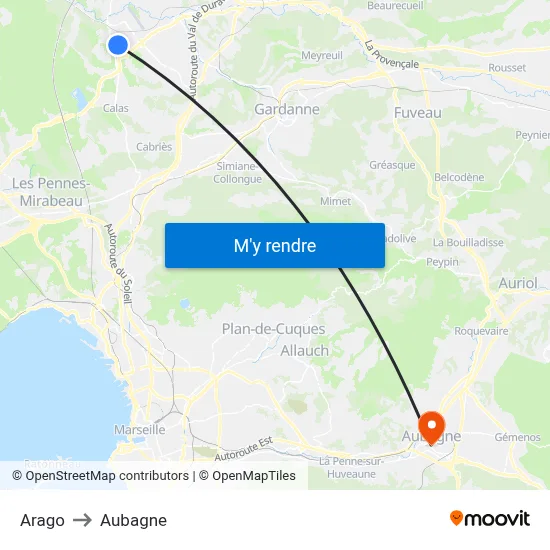 Arago to Aubagne map