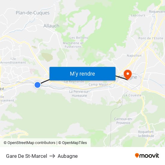 Gare De St-Marcel to Aubagne map