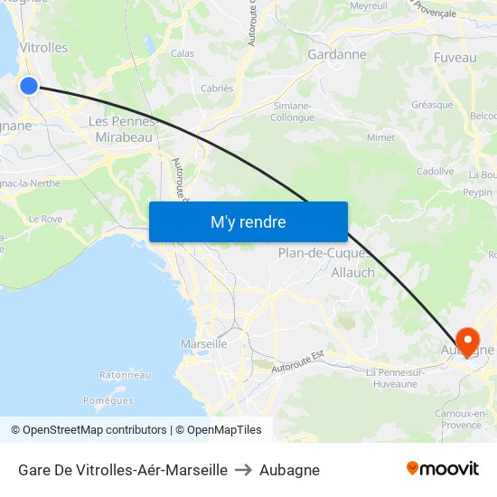 Gare De Vitrolles-Aér-Marseille to Aubagne map