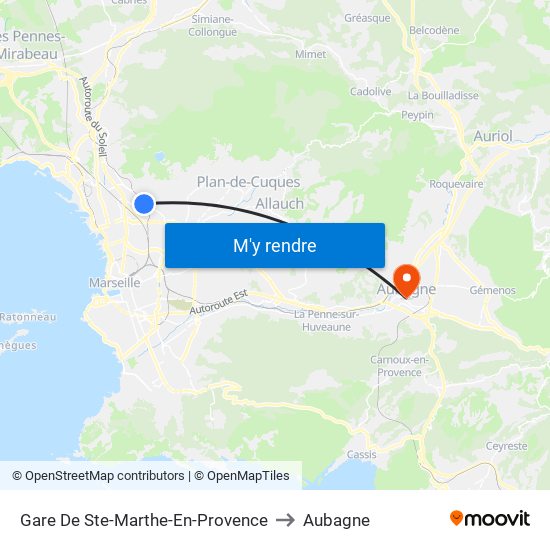 Gare De Ste-Marthe-En-Provence to Aubagne map