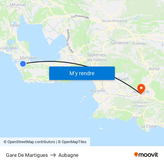 Gare De Martigues to Aubagne map