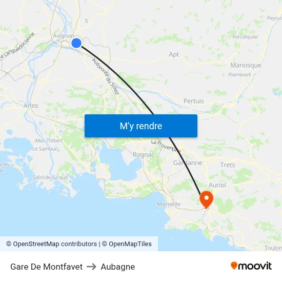 Gare De Montfavet to Aubagne map