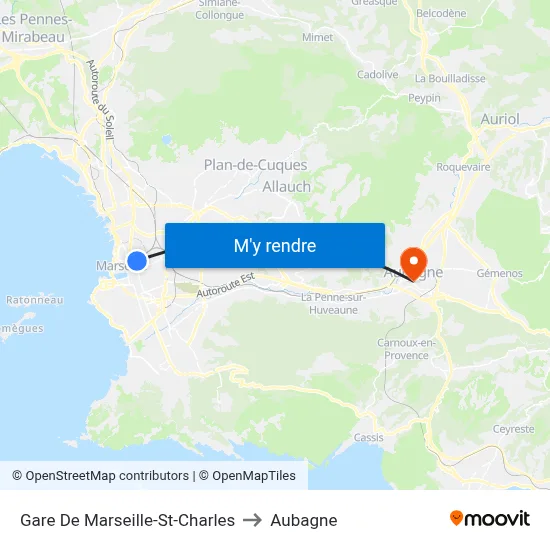 Gare De Marseille-St-Charles to Aubagne map