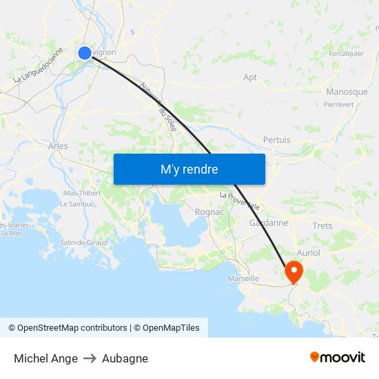 Michel Ange to Aubagne map