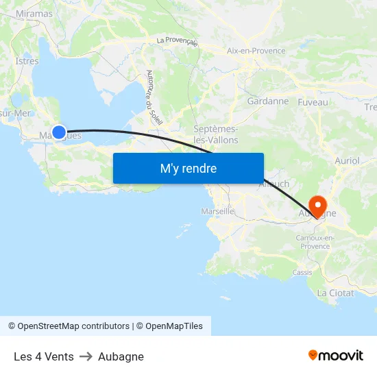 Les 4 Vents to Aubagne map