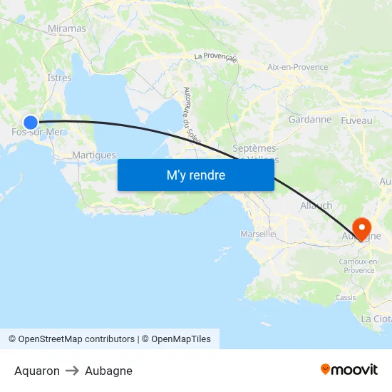 Aquaron to Aubagne map