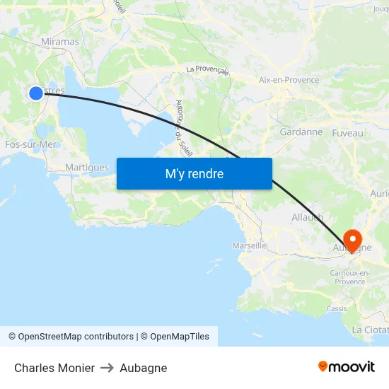 Charles Monier to Aubagne map
