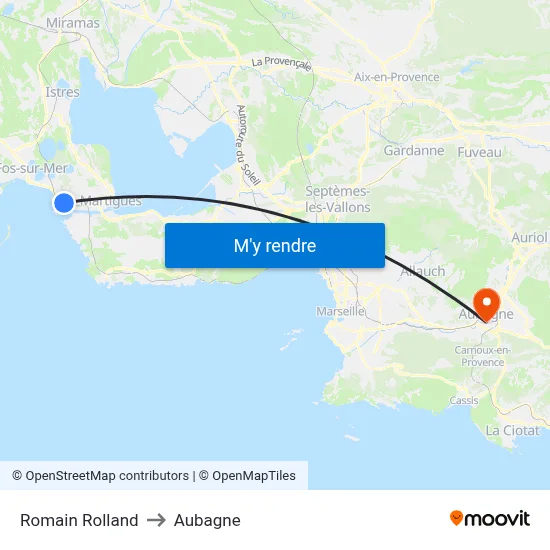 Romain Rolland to Aubagne map