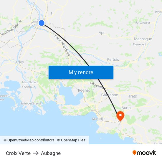 Croix Verte to Aubagne map