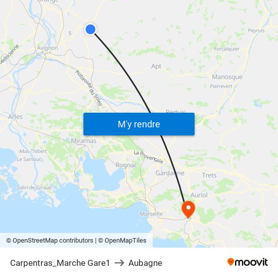 Carpentras_Marche Gare1 to Aubagne map