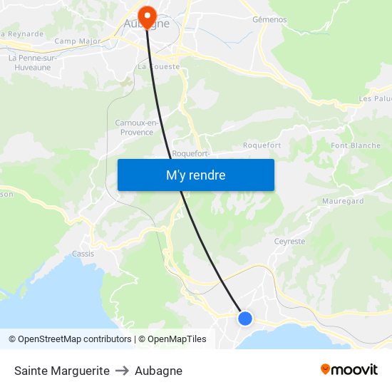 Sainte Marguerite to Aubagne map