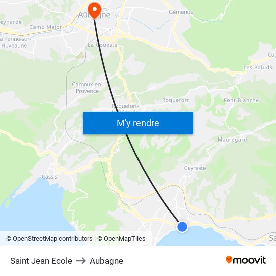 Saint Jean Ecole to Aubagne map