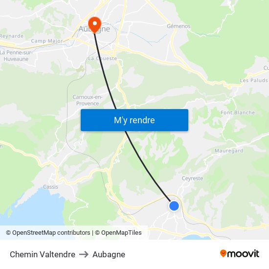 Chemin Valtendre to Aubagne map