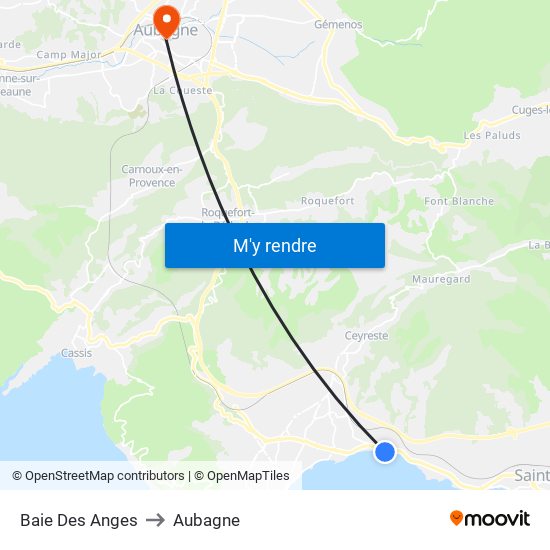 Baie Des Anges to Aubagne map