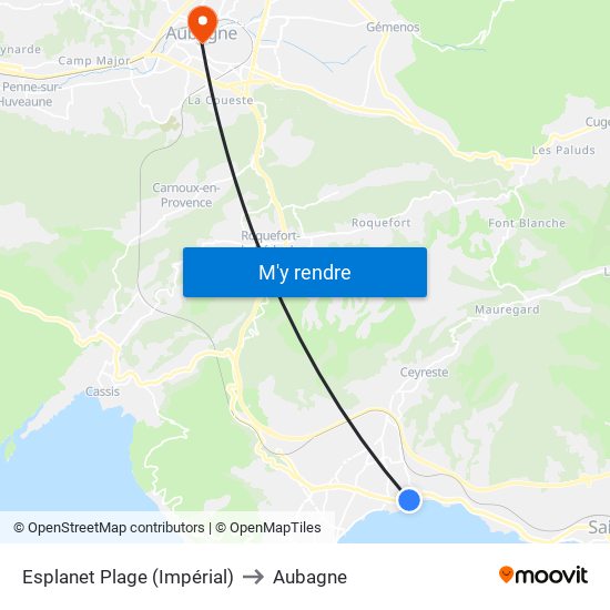 Esplanet Plage (Impérial) to Aubagne map